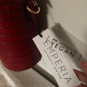 EMPERIA LA Vegan Red Faux Leather Shoulder Bag